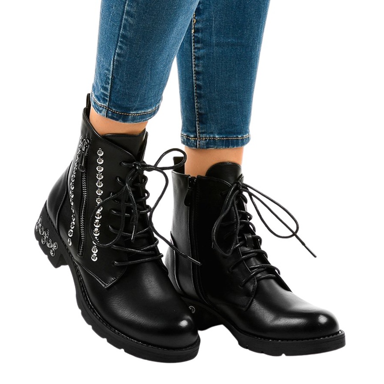 Cizme înalte pentru femei negre, cu fermoar KL-602 negru