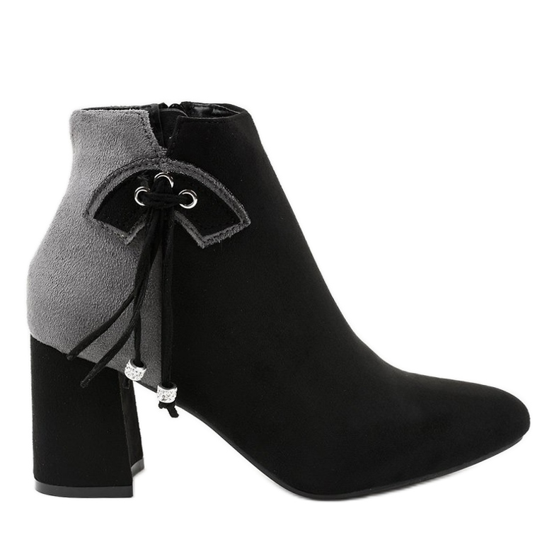 Botine negre din piele de căprioară pe stâlpul H372 negru gri Botine negre din piele de căprioară pe stâlpul H372 negru gri