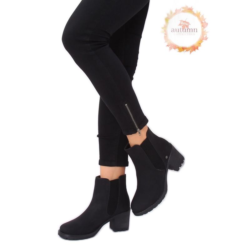 Ghete Chelsea negre, negre L2065 Negre negru