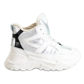 Ghete de moda sportive alb gri Ghete de moda sportive alb gri