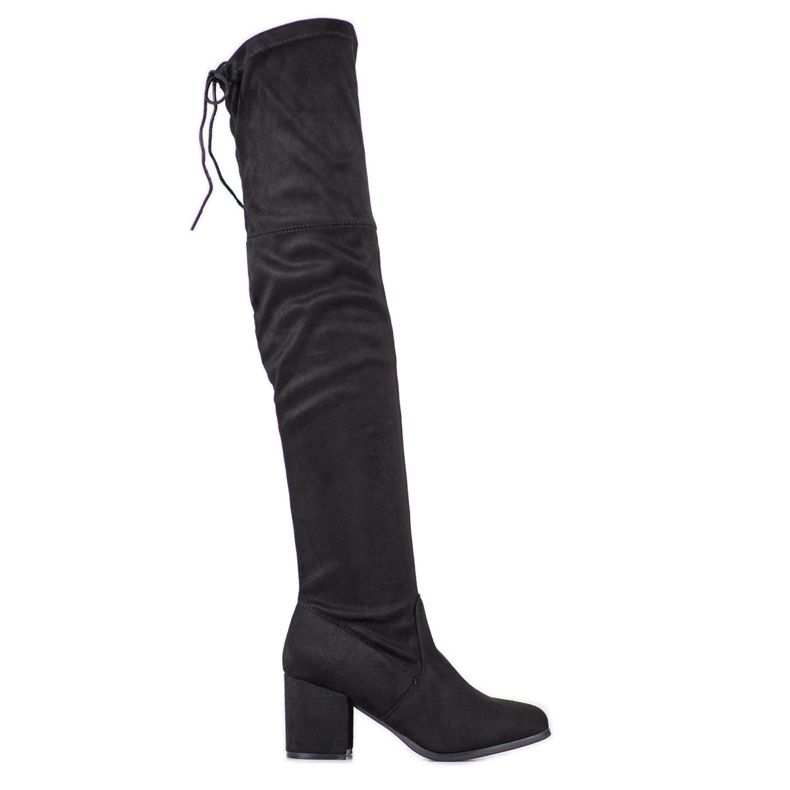 Ideal Shoes Cizme din piele de căprioară negru