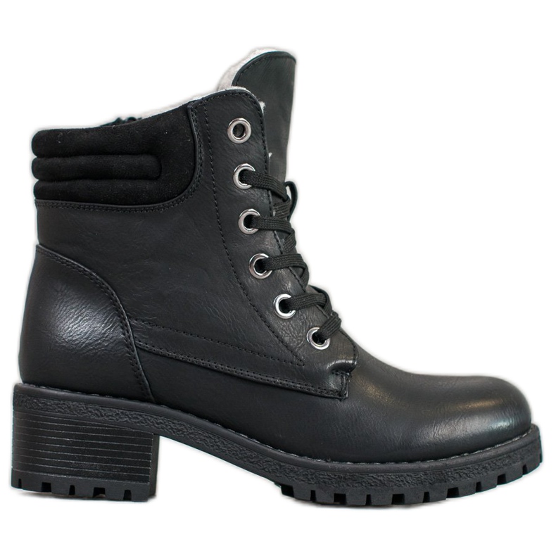 Goodin Cizme dantelate cu piele de oaie negru