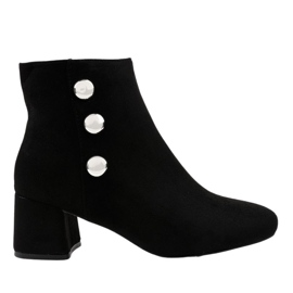 Botine negre din piele de căprioară pe stâlpul L068 negru Botine negre din piele de căprioară pe stâlpul L068 negru