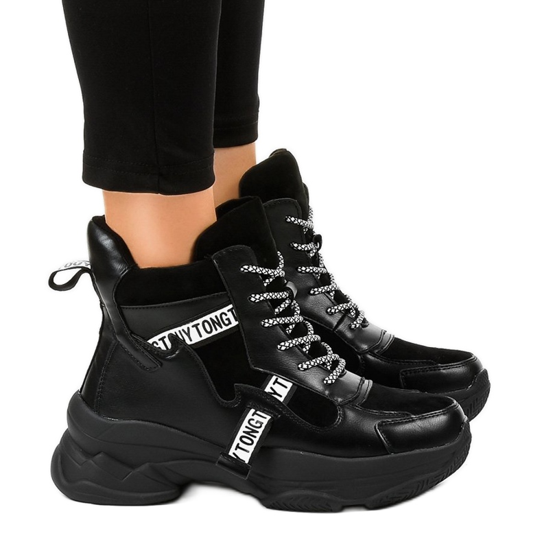 Adidași negri cu izolație pentru femei F803-7 negru Adidași negri cu izolație pentru femei F803-7 negru