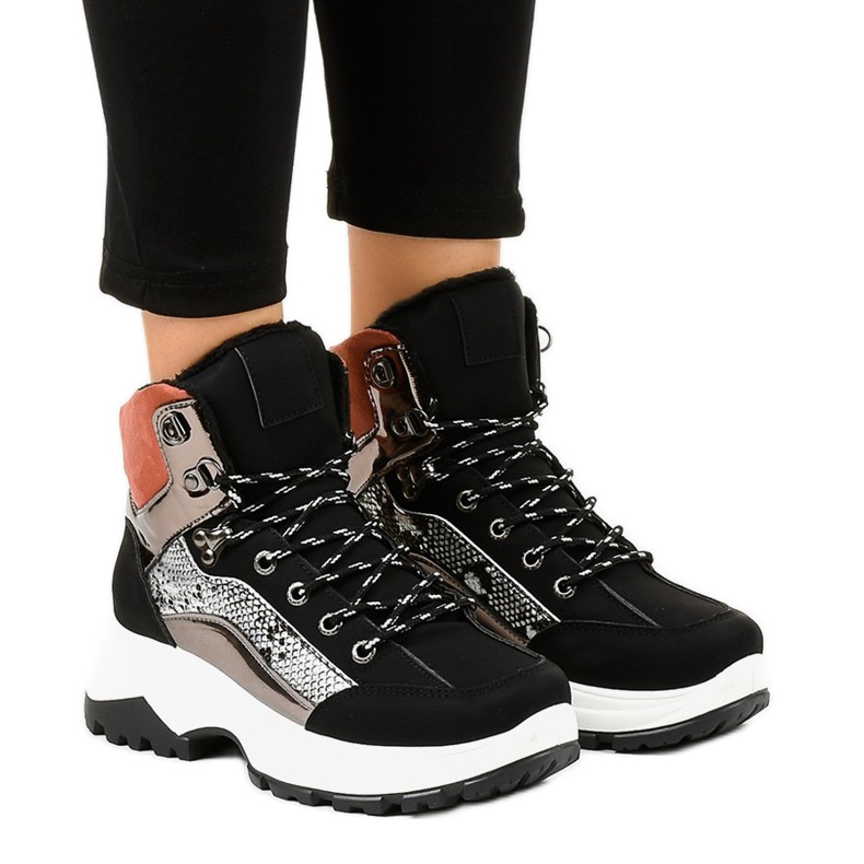Adidași negri cu izolație pentru femei F-19208-1 negru multicolor