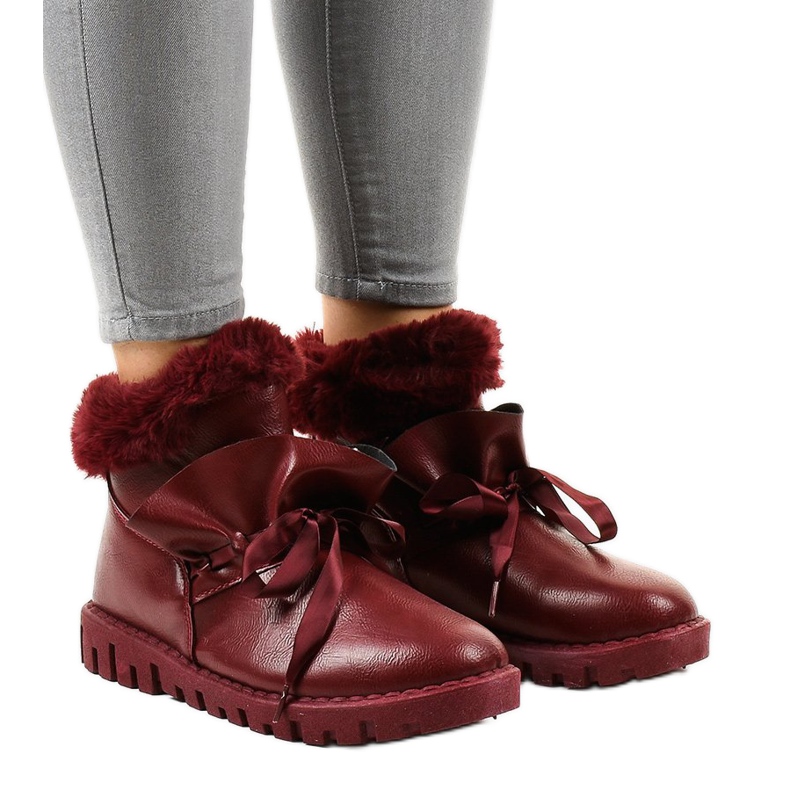 Adidași cald bordeaux cu fermoar 428-6 roșu Adidași cald bordeaux cu fermoar 428-6 roșu