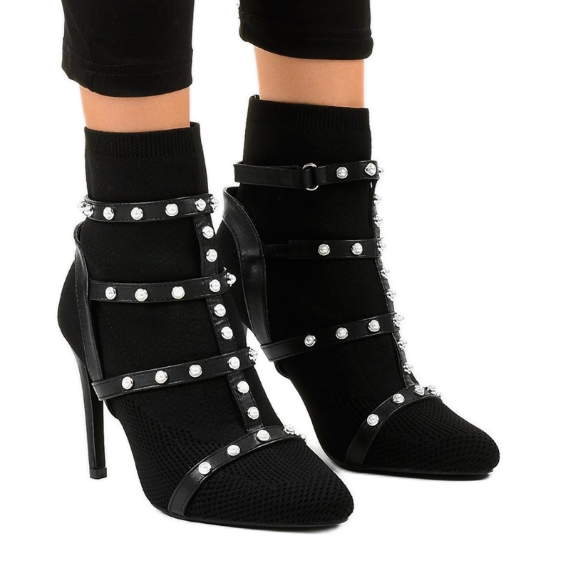 Cizme stiletto negre AT-0655-L negru