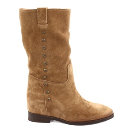 Cizme din piele de căprioară Badura 9441 maro