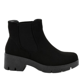 Cizme negre cu toc înalt, cu bandă elastică 9996-6 negru