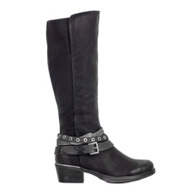 SHELOVET Cizme negre cu ornamente negru SHELOVET Cizme negre cu ornamente negru