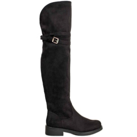 Ideal Shoes Cizme elegante cu cataramă negru Ideal Shoes Cizme elegante cu cataramă negru