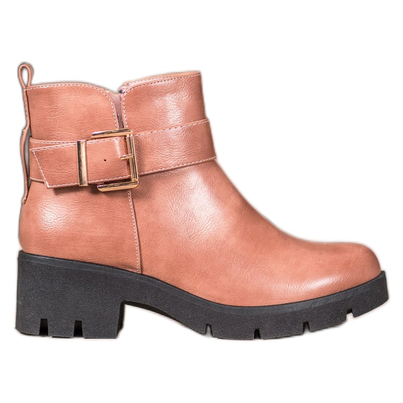 Super Me Cizme pe platformă cu cataramă roz