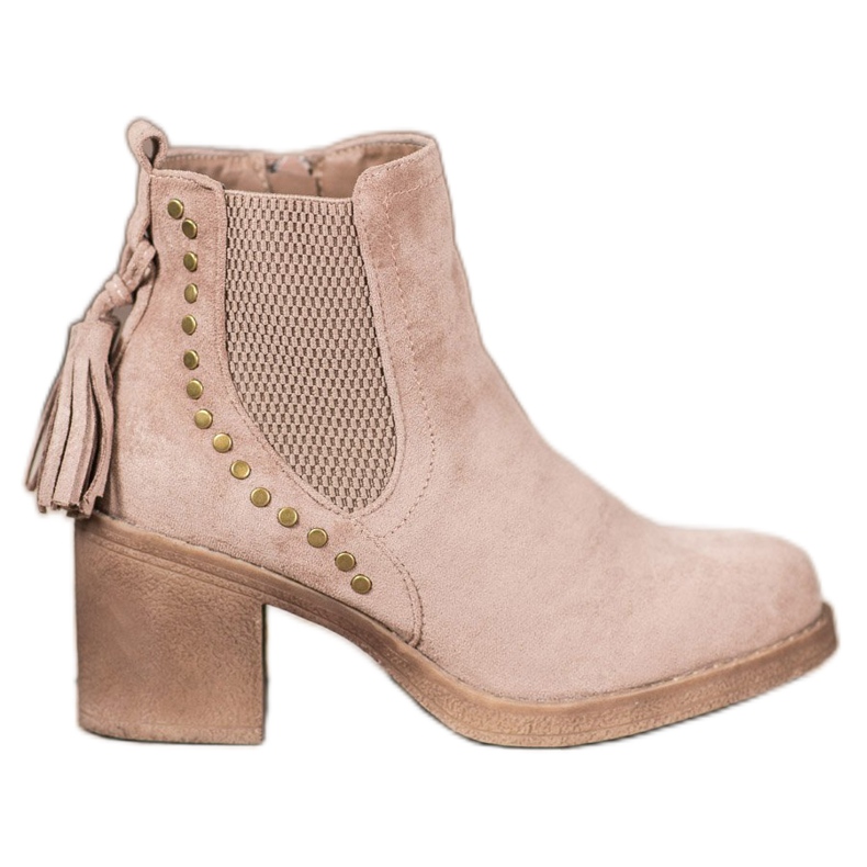 Small Swan Ghete Chelsea cu franjuri maro