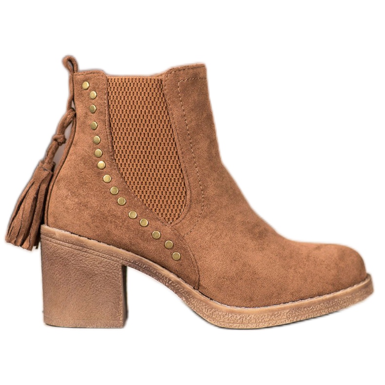 Small Swan Ghete Chelsea cu franjuri maro