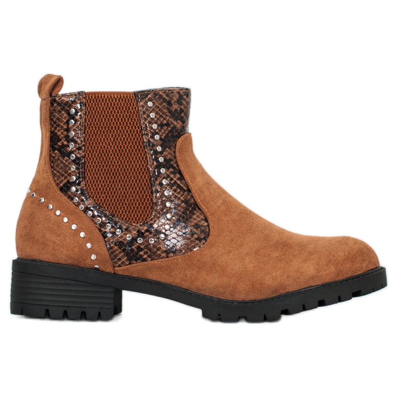 Small Swan Cizme Chelsea cu imprimeu de șarpe maro Small Swan Cizme Chelsea cu imprimeu de șarpe maro