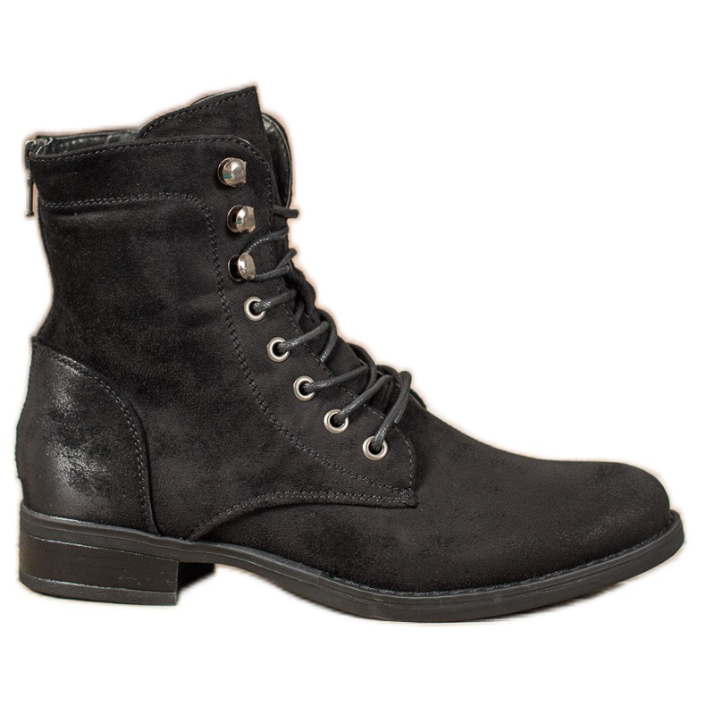 Goodin Trappere elegante din piele de căprioară negru