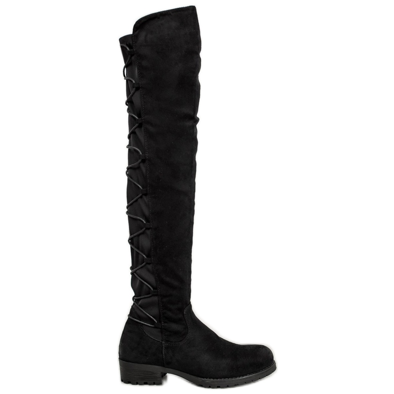 Forever Folie Cizme din piele de căprioară cu legătură negru