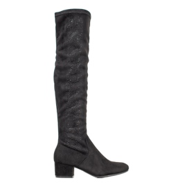 SHELOVET Cizme clasice cu cristale negru SHELOVET Cizme clasice cu cristale negru