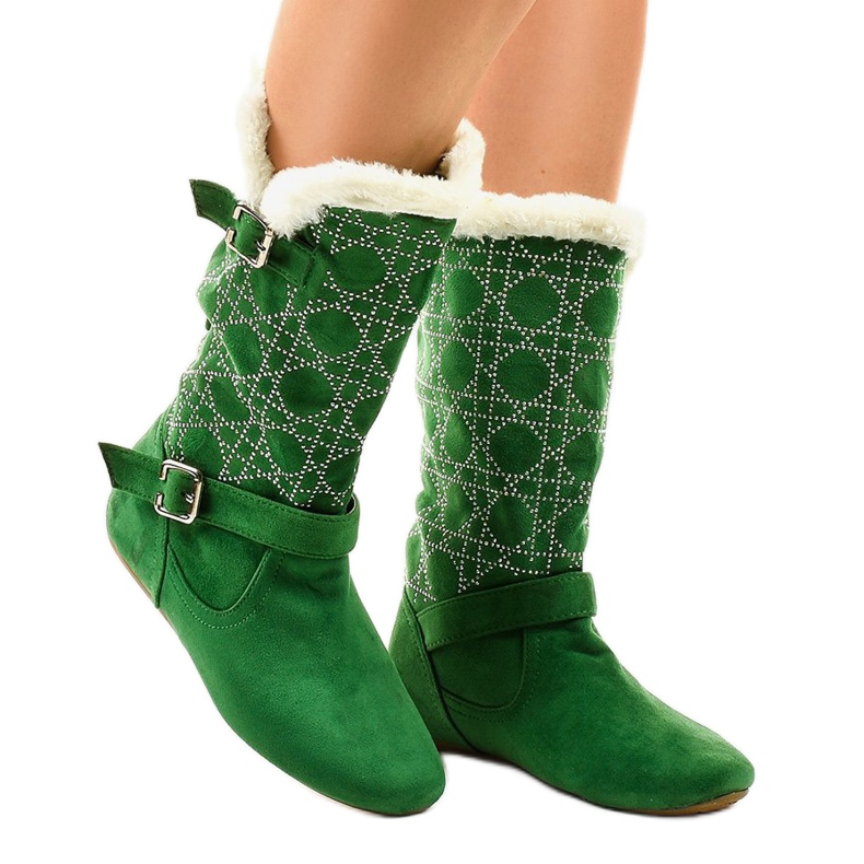 Cizme plate verzi până la mijlocul gambei R100 verde