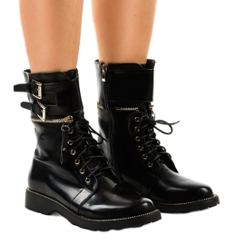 Cizme militare negre cu fermoar ZH35 negru Cizme militare negre cu fermoar ZH35 negru