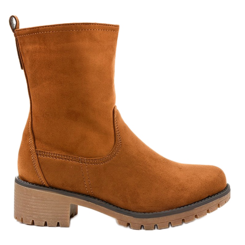 8B905 cizme înalte din piele de căprioară maro