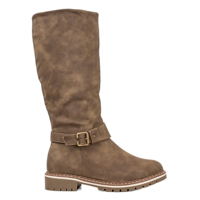 Super Me Cizme cu piele de oaie maro