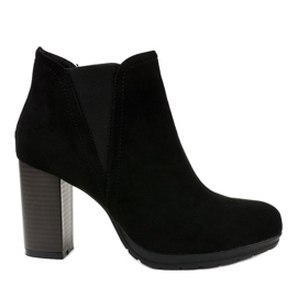 Botine negre din piele de căprioară pe stâlpul H9261 Jodhpur negru
