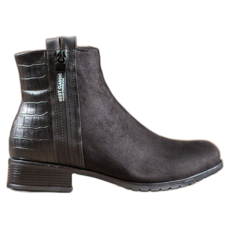 Erynn Cizme cu fermoar decorativ negru