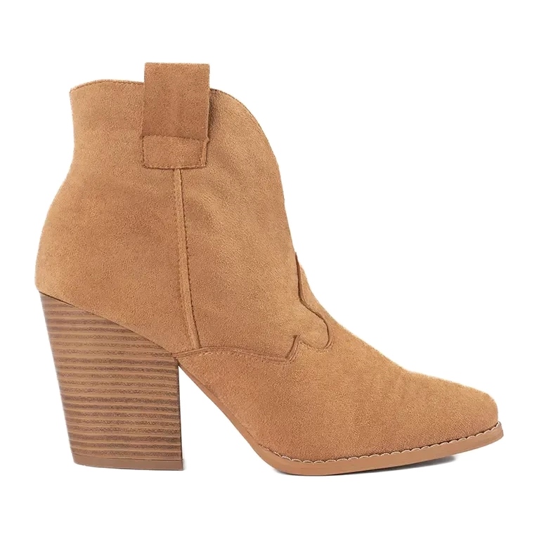 Cizme de cowboy din piele de căprioară pe stâlp bej