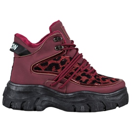 SHELOVET Adidași cu imprimeu leopard roșu SHELOVET Adidași cu imprimeu leopard roșu