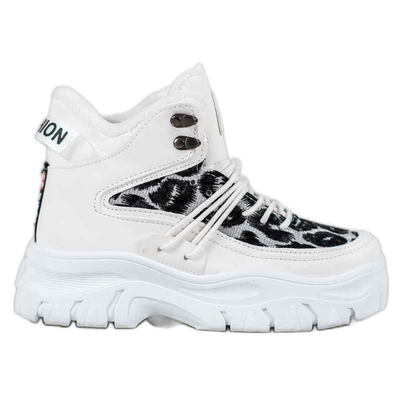 SHELOVET Adidași cu imprimeu leopard alb