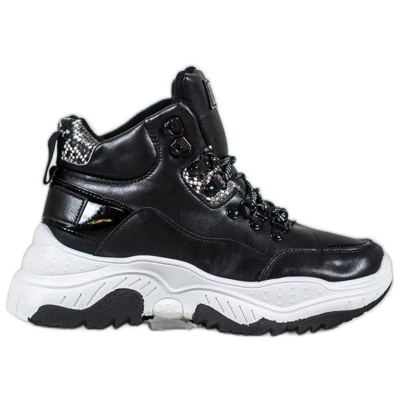 Bella Paris Adidași cu șireturi de modă negru