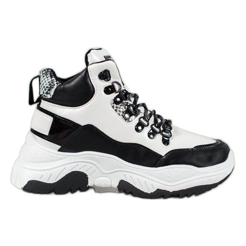 Bella Paris Adidași cu șireturi de modă alb negru