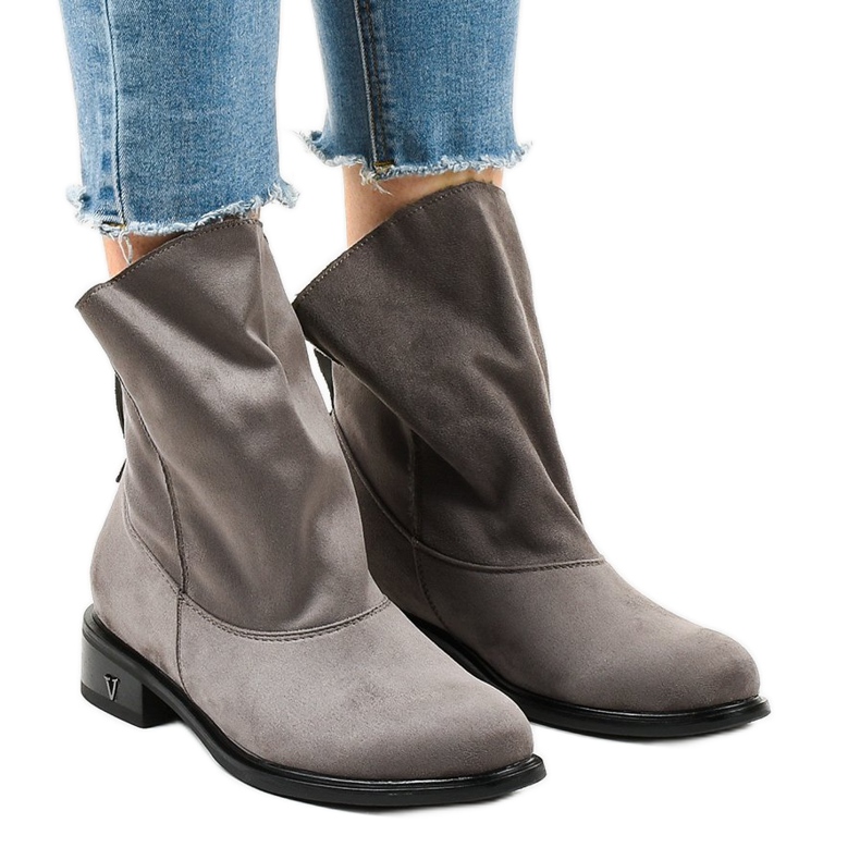 Cizme plate cu izolație gri 6672-7