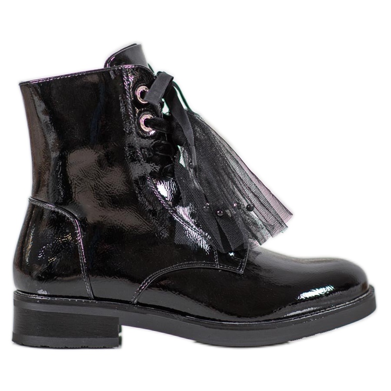 SHELOVET Muncitori din piele ecologică lăcuită negru