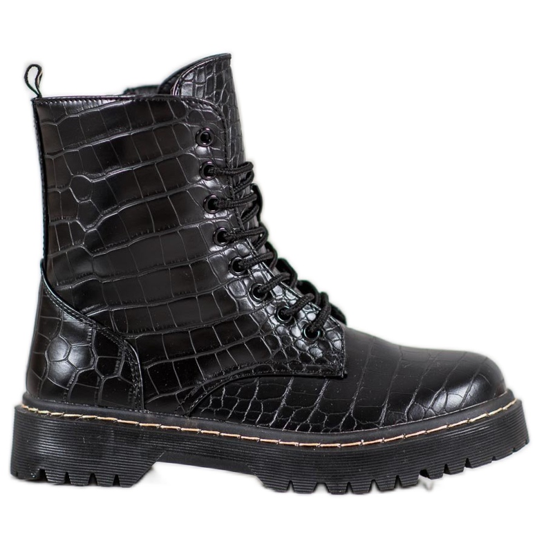 SHELOVET Muncitori la modă cu piele ecologică negru