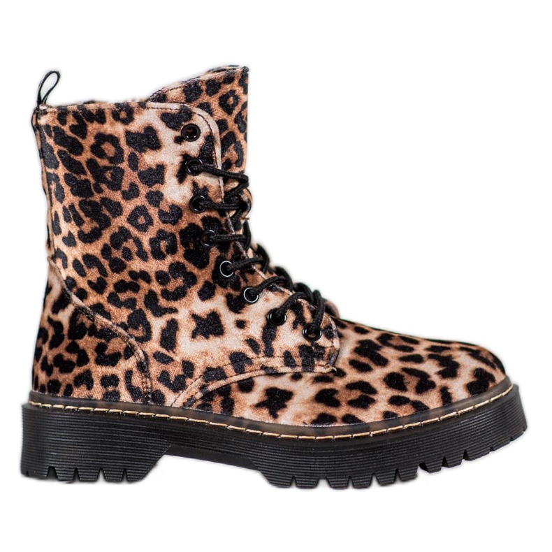 SHELOVET Suede Workers Leopard Print maro