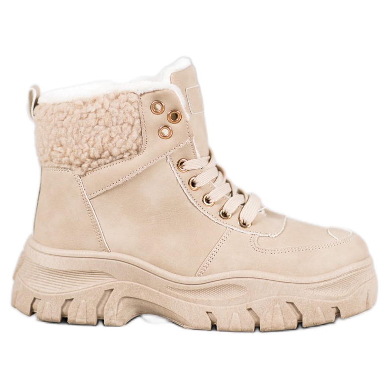 GOLL Adidași calzi cu piele de oaie maro