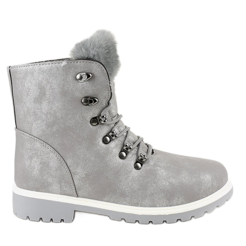Cizme gri cu dantelă caldă TL02-1