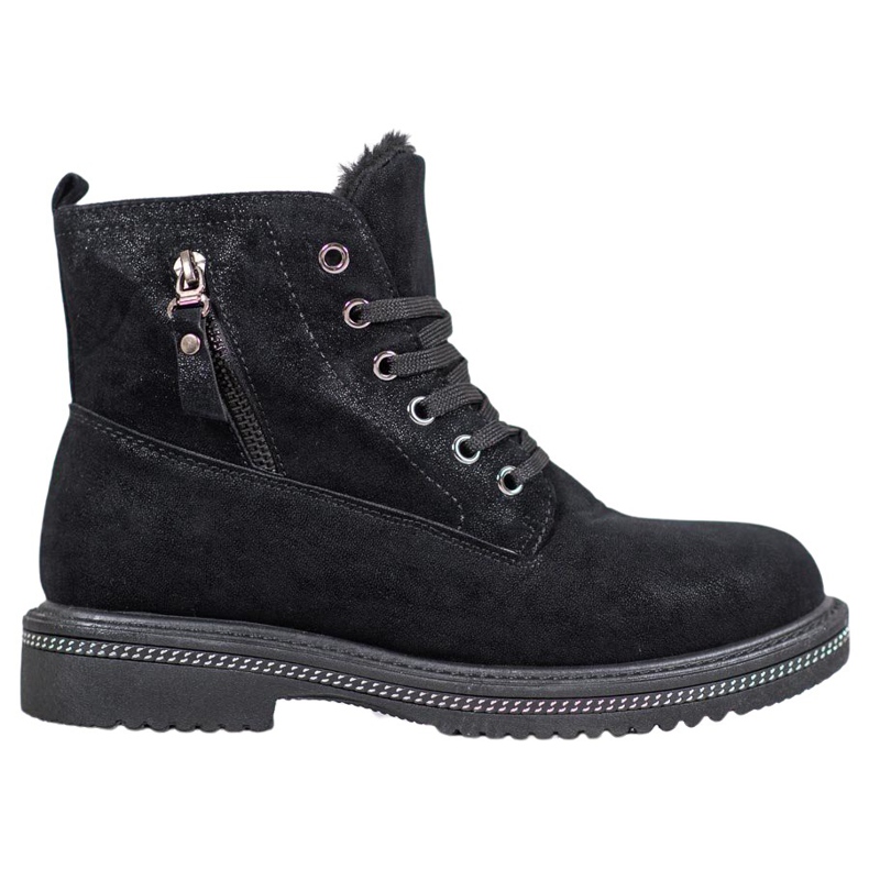 SHELOVET Trappers With Glitter negru