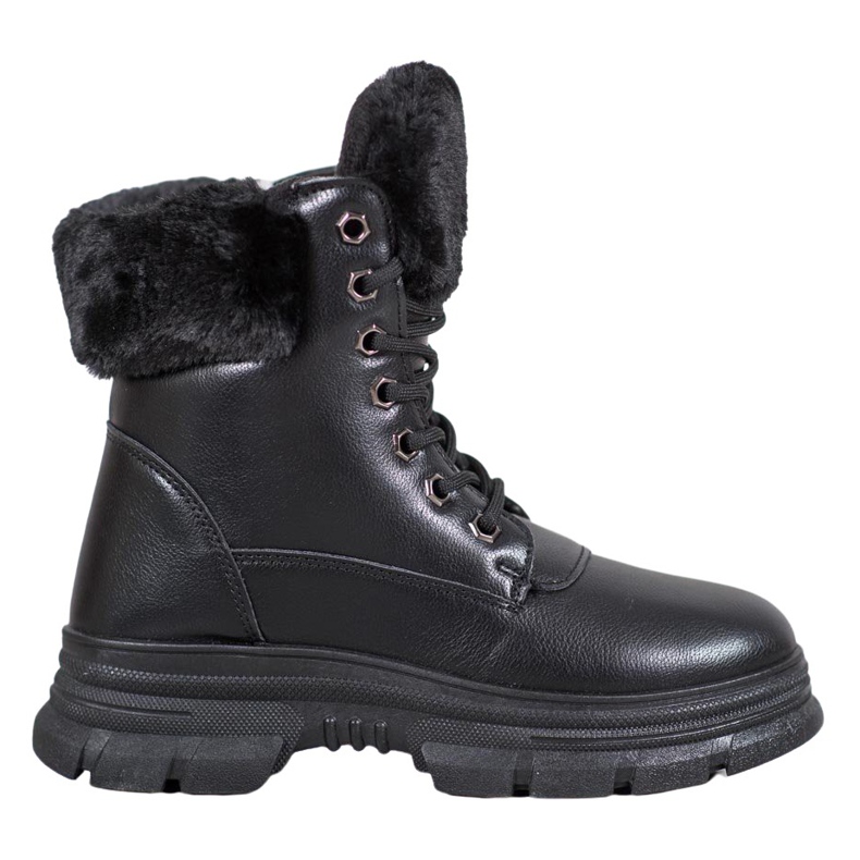 SHELOVET Muncitori cu dantelă cu blană negru