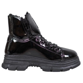 Bella Paris Adidași din piele ecologică lăcuită negru Bella Paris Adidași din piele ecologică lăcuită negru