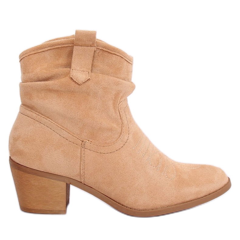Cizme scurte de cowboy piele intoarsa bej 9166 Bej
