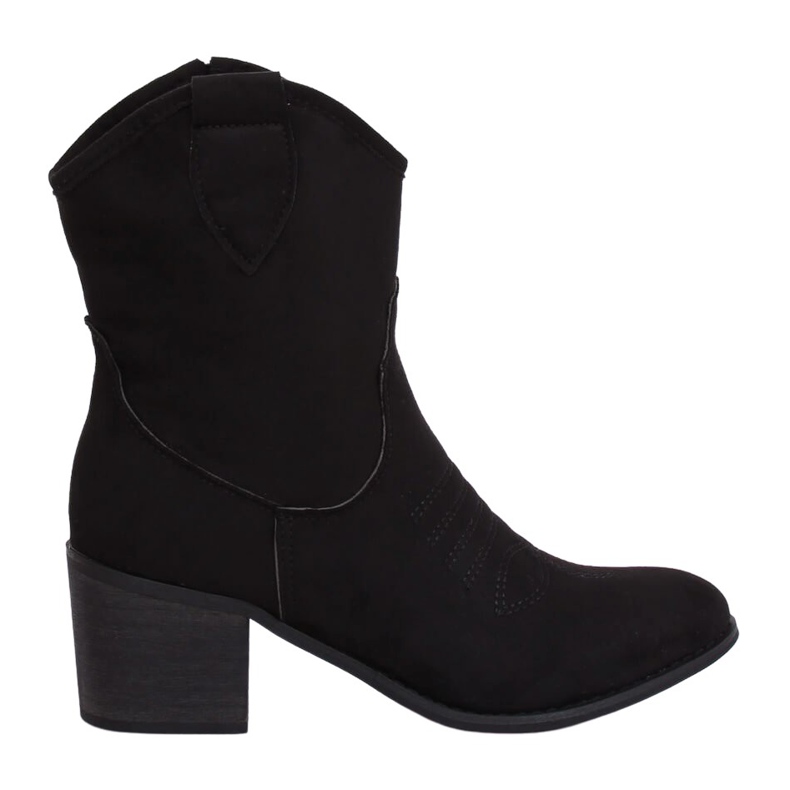 Cizme de cowboy negru din piele de căprioară 5689 Negru