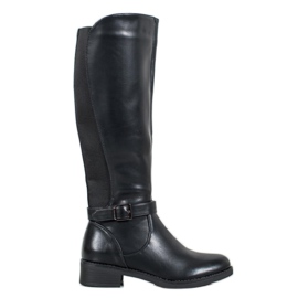 Ideal Shoes Cizme de călărie clasice negru Ideal Shoes Cizme de călărie clasice negru