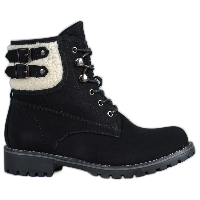 SDS Capcane textile cu piele de oaie negru