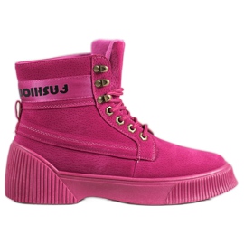 Yes Mile Cizme de moda legate roz Yes Mile Cizme de moda legate roz