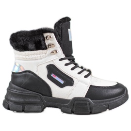 Yes Mile Adidași cu blană alb negru Yes Mile Adidași cu blană alb negru