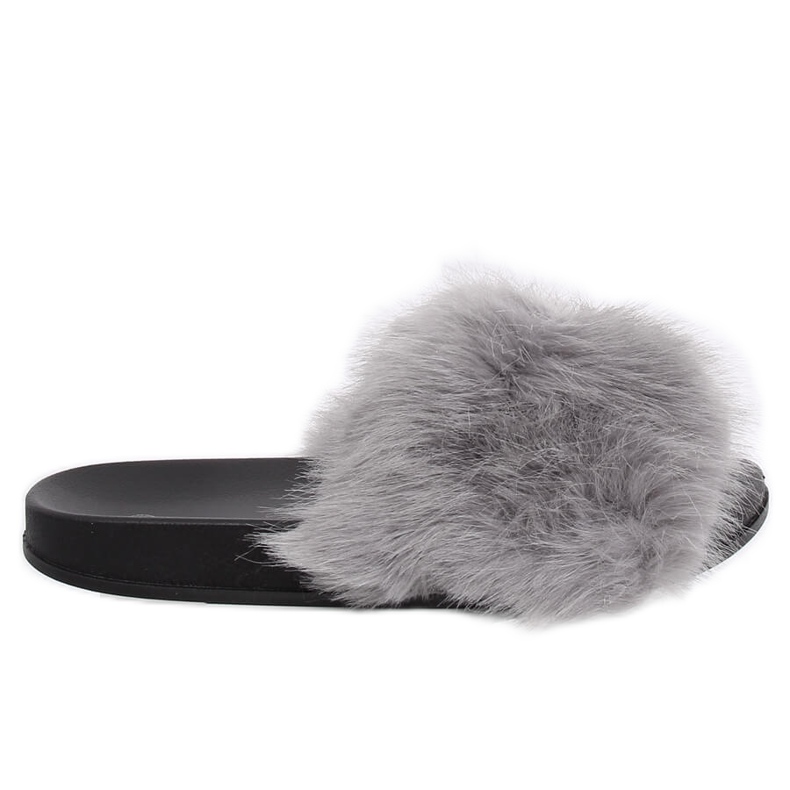 Papuci gri cu blană CK107P Gri
