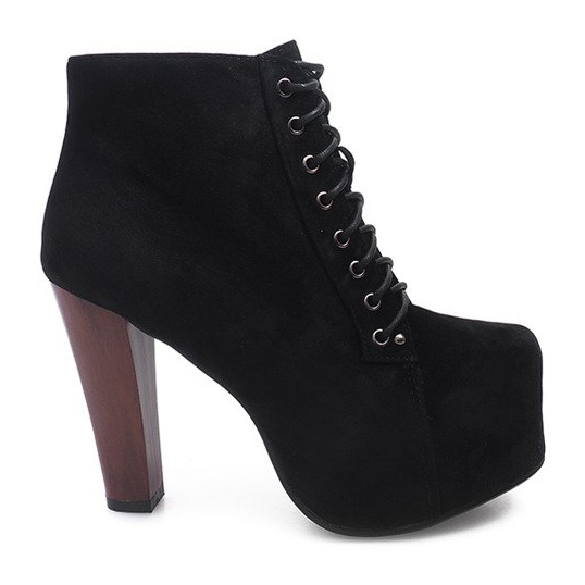 Cizme din piele de căprioară solidă pe toc B753 Negru